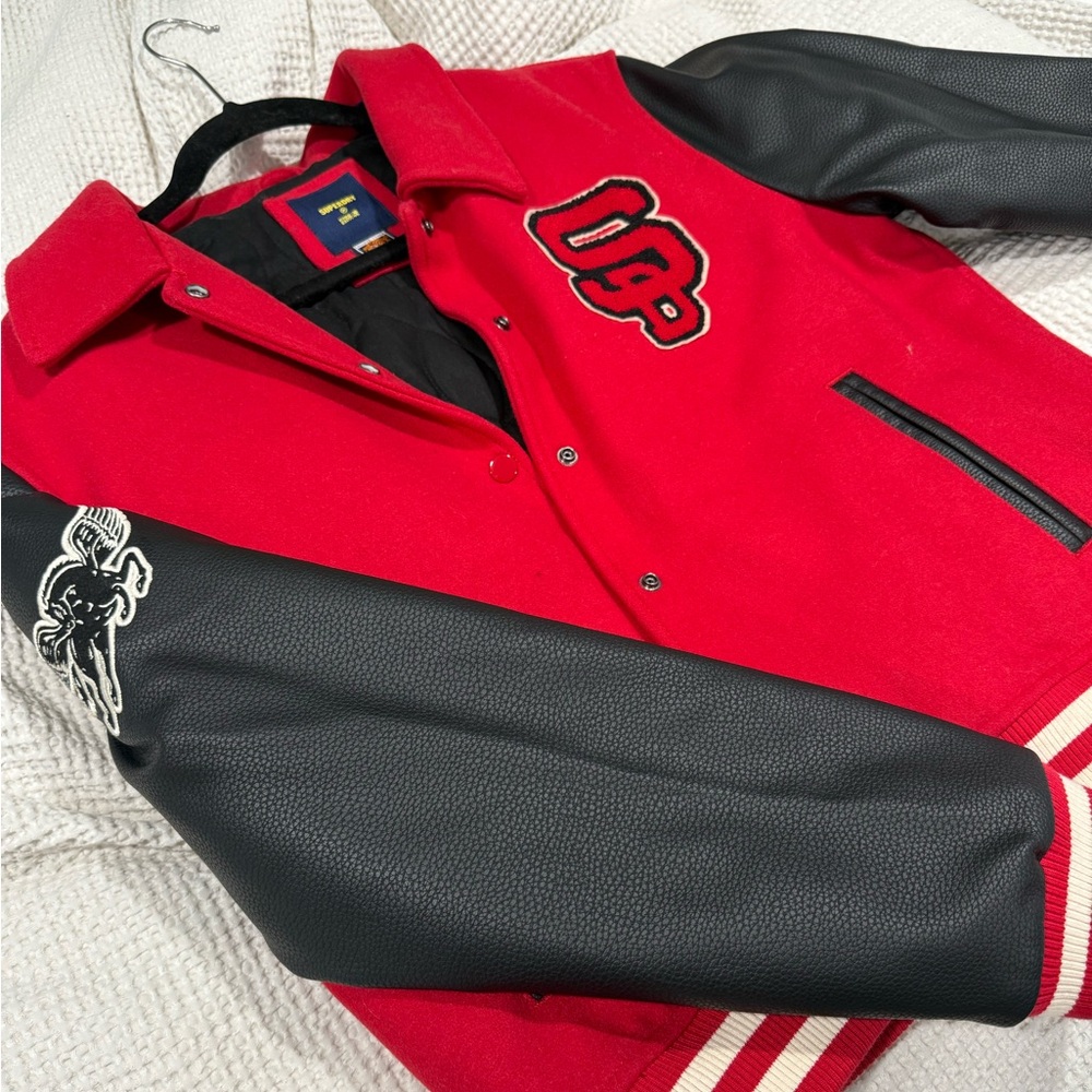 Superdry Red and Black Varsity Jacket